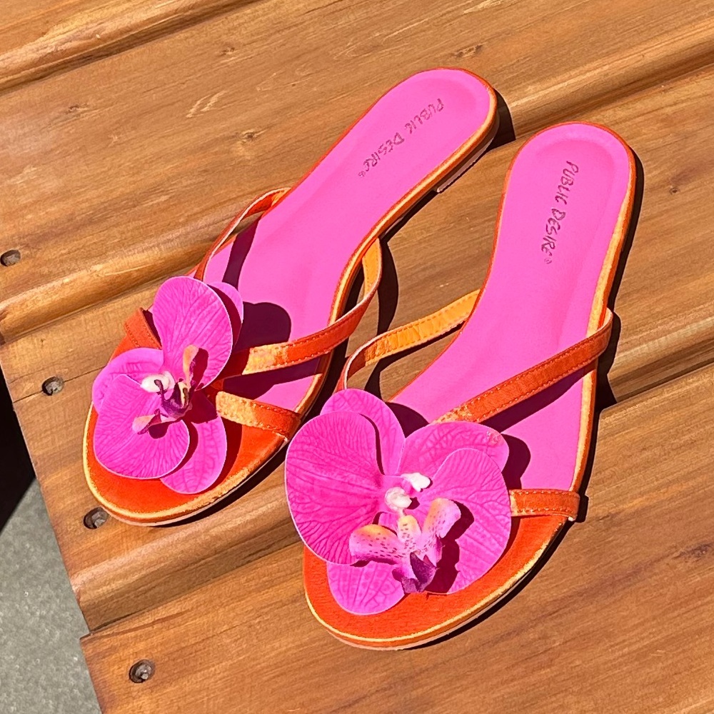 Pink & Orange Floral Flop Flop Sandals